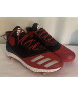 Size 16 US Men&#39;s ADIDAS Icon V Bounce Baseball Cleats Red &amp; Black NEW - £27.22 GBP