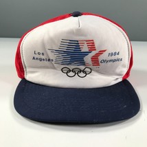 Vintage 1984 Olympics Trucker Hat Red White Blue Mesh Back Los Angeles - £21.86 GBP