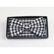 Men Bow Tie Hankie J.Valintin Formal Tuxedo, Business #BT9 Black White Checker image 4