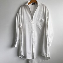 ASOS Cotton Poplin Dress Small White Collar Long Sleeve Button Oversized... - $21.11