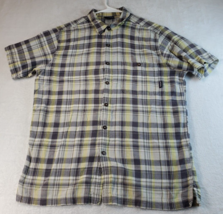 Patagonia Shirt Mens Medium Gray Yellow Plaid 100% Cotton Collared Button Down - £10.02 GBP