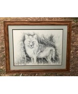 DICK BEACH Original GRAY WOLF HUGE 1960s WESTERN FRAMED PENCIL DRAWING L... - $22,145.03 MXN