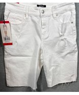 Buffalo David Bitton Womens White Distressed Mid Rise Bermuda Jean Short... - $12.96