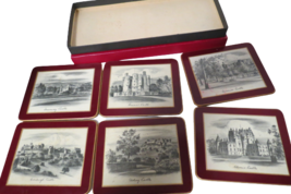 Vintage Lady Clare Set Of 6 Felt Backing Coasters Castle Theme In Original Box - £11.84 GBP
