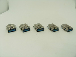 5x USB 3.0 Type A 9 Pins Flat 180 Degrees Blue Jack Terminals Standard Sockets - £8.99 GBP