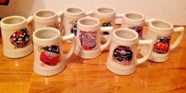 Hunter Mfg Group Lot Of Nine Collectible Ceramic Nascar Miniature Mugs 2 3/4” H - £12.45 GBP