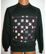 Vintage 80s JERZEES Raglan Quilt Pattern Sweatshirt L Bears Hearts Cats ... - £15.57 GBP