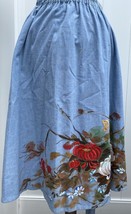 Vintage 70s Appliqued Denim Skirt XL Country Fair Pond Cattails Hand Pai... - $61.48