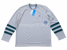 Adidas Original Mens XL Grey/ Green Stripes Trefoil Sporty Pocket Sweatshirt - £21.78 GBP