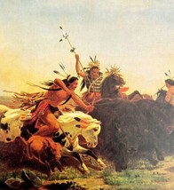 Buffalo Hunt Native American 1979 Old American West Art Print Carl Wimar LGAD98 - £37.36 GBP