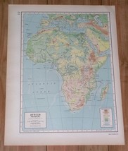 1949 Vintage Physical Map Of Africa Sahara / Verso Asia Himalaya Mountains - £15.33 GBP