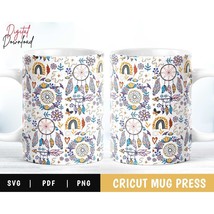 Cricut Mug Press Svg, Bohemian Sublimation Mug Infusible Ink Svg,Coffee Mug Wrap - £3.10 GBP