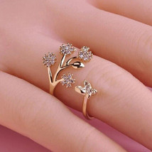 Cubic Zirconia 0.50Ct Round Cut Tree Leaf Engagement Ring 14K Yellow Gold Plated - £100.82 GBP
