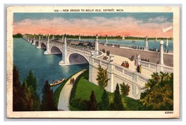 New Bridge to Belle Isle Detroit MI Michigan LInen Postcard N27 - £2.25 GBP