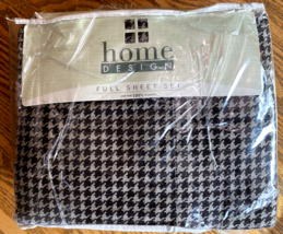 NOS 100% Cotton Flannel FULL Sheet Set Hounds Tooth Houndstooth Brown - £43.91 GBP