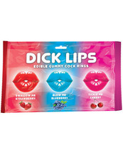 Dicklips Edible Gummy Cock Rings - Asst. Flavors Pack Of 3 - $15.99