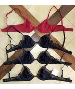 Lot (4) CALVIN KLEIN Black/Red Bare Underwire Bras (34B) - new &amp; gently ... - $24.40