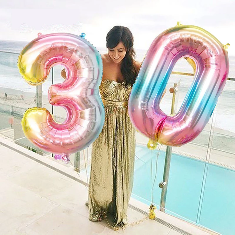 Play Big Size Gold Sliver Rose Gold F Number Balloons Birthday Party Decorations - £23.18 GBP