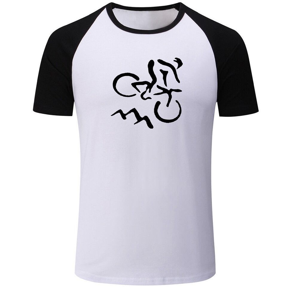 Mountain Bike Design Mens Boys Casual T-Shirts Graphic Print Raglan Tops Shirts - £13.03 GBP