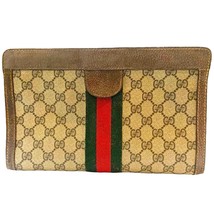 GUCCI Vintage Clutch Bag Pouch Sherry GG Supreme PVC Leather Authentic - $140.28