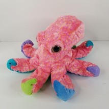 Wild Republic Plush Octopus 11&quot; Bubble Eyes Pink Blue Green Bean Bag Bottom - £7.73 GBP