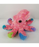 Wild Republic Plush Octopus 11&quot; Bubble Eyes Pink Blue Green Bean Bag Bottom - £7.83 GBP