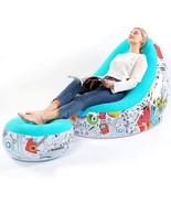 Lazy Sofa, Inflatable Sofa, Family Inflatable Lounge Chair, Graffiti, Blue - £37.79 GBP