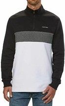 Calvin Klein Long Sleeve 1/4 Zip Pullover Black/Grey/White, Size: Small - $27.71