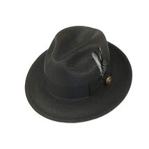 Men's Milani Straw Braided Fedora Hat Soft Crushable FDS-002 Solid Black image 3