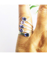 925 Sterling Silver Iolite Ring Handmade Jewelry Gemstone Birthstone Ring - £38.76 GBP