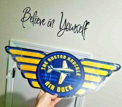 26" Air dock plane gold wings plane STEEL aviation sign Take Off Landing airline - $67.32