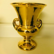 Vtg Haeger Pottery Urn Vase 22 Carat Gold Glaze Trophy Hollywood Regency... - $42.70