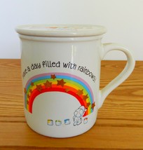 Vtg Hallmark Mug Mates Have A Rainbow Day coffee cup mug &amp; lid coaster - £11.99 GBP