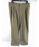 Merit Brown Miracle Wool Blend Cuffed Dress Pants Size 36 x 29 - £23.36 GBP