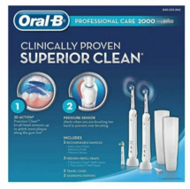 NEW Oral-B Professional Care 2000 Rechargeable Toothbrush | 2 Handles 2 Chargers - £68.76 GBP