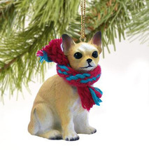 Chihuahua Tan Dog Christmas Ornament Holiday Xmas Figurine Scarf Gift - £17.56 GBP