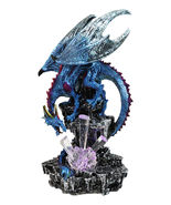 Metallic Blue Dragon with Magenta Spikes Guarding Bottle Ice Crystals Fi... - $1,137.30 MXN