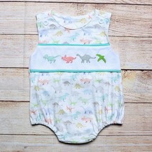NEW Boutique Dinosaur Embroidered Baby Boys Romper Jumpsuit - £10.20 GBP