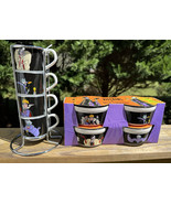 4 Espresso Cups In Rack + Ramekins Disney Villains CRUELLA URSULA MALEFI... - $52.96