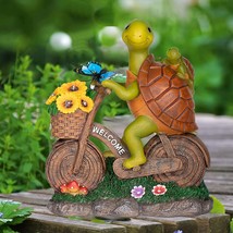 Garden Turtles Statue Outdoor Yard Decor Resin Turtle with Solar Outdoor Lights  - £42.68 GBP