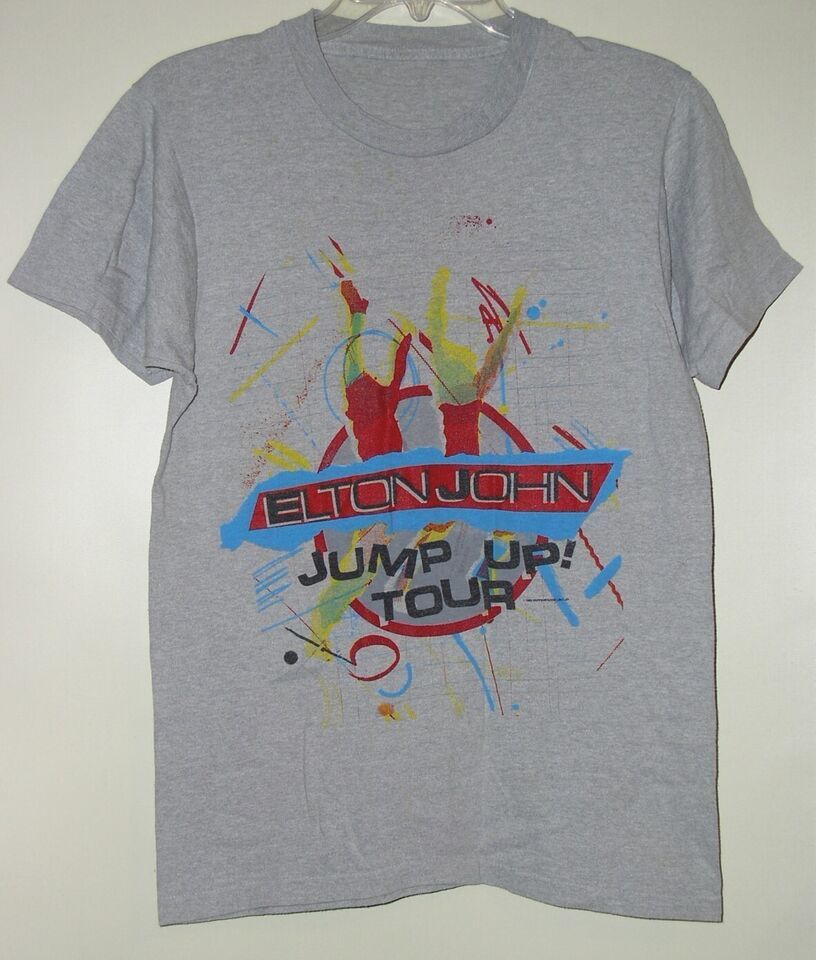 Primary image for Elton John Concert Tour T Shirt Vintage 1982 Jump Up Single Stitched
