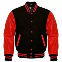 DSHARKS Black Wool Red Genuine Leather Sleeves Varsity Jacket - $150.00+ DSHARKS Black Wool Red Genuine Leather Sleeves Varsity Jacket - $150.00+