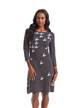 NWT Womens Nine West Gray 3/4 Sleeve Houndstooth Sweater Dress Sz M Medium - $39.59