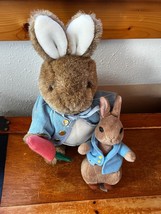 Lot of Eden Brown Plush w Blue Jacket Beatrix Potter Peter Rabbit Stuffed Animal - £7.43 GBP