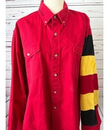 Roper Western Shirt Cowboy XL Extra Large Red Vintage 90s Embroidered St... - $35.23