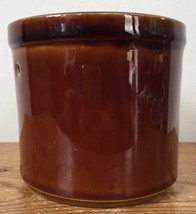 Vintage Antique Style Brown Gloss Earthenware Pottery Cheese Butter Crock 4&quot; - £29.56 GBP