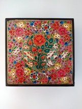 Indian folk Art coaster set Kashmiri Paper mache Hand Painted lacquer 6 ... - $29.99