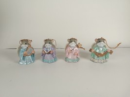 4 Mouse Angel Christmas Tree Ornament Set: Peace Sash, Harp, Carols, Sta... - £4.30 GBP