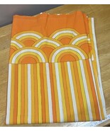 Vtg Striped Twin Flat Sheet Yellow Orange White Vera by Burlington Retro... - $541.90 MXN