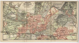 1910 Antique Map Of Vicinity Of Potsdam / Sanssouci Palace / Brandenburg Germany - £14.18 GBP